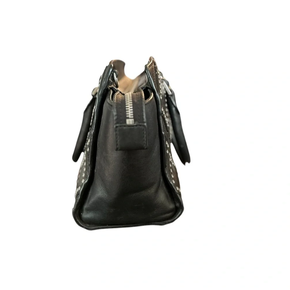 Michael Kors Selma Black‎ Leather Satchel Bag Diamond Grommet Accents